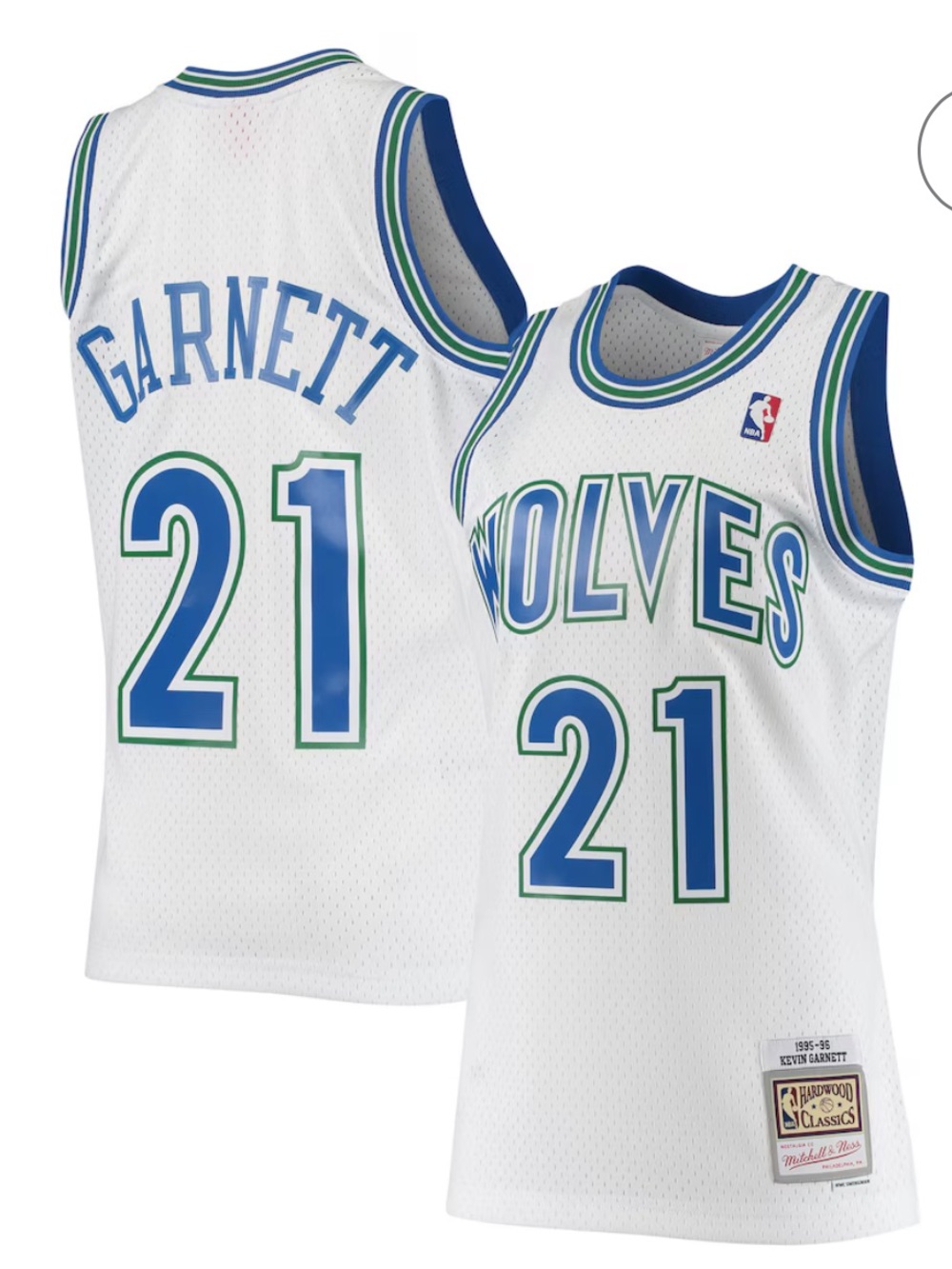 Men’s Mitchell & Ness Kevin Garnett White Minnesota Timberwolves 1995/96 Jersey
